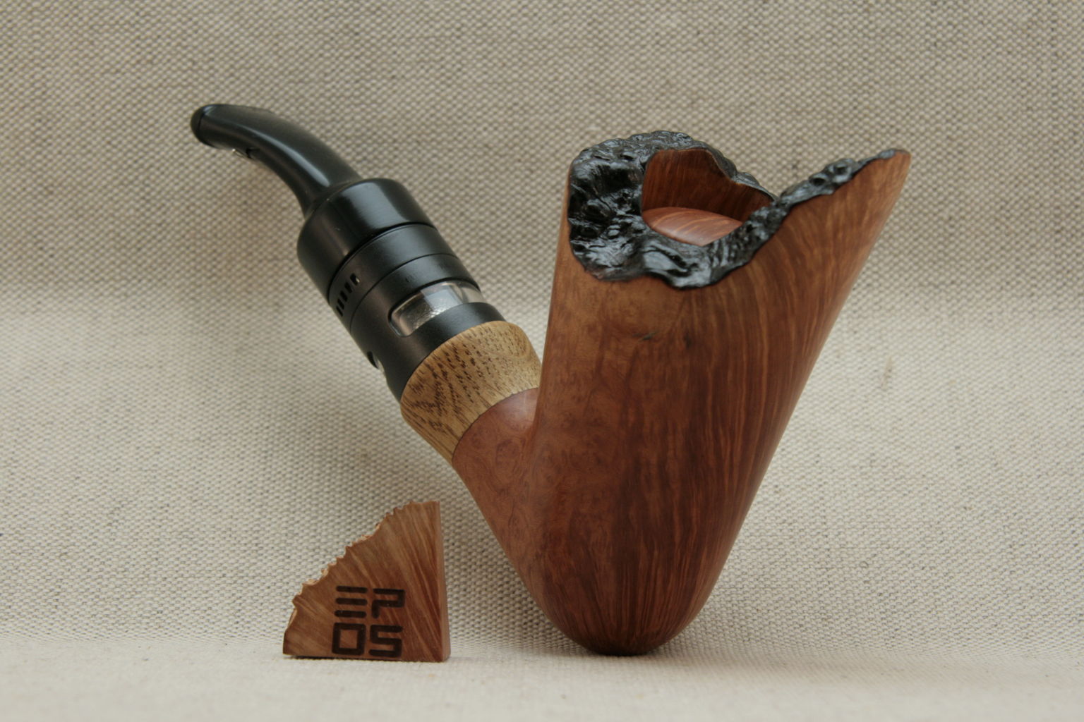Burnt Tulip e-pipe. Mechanical vaping mod made by Epos.
